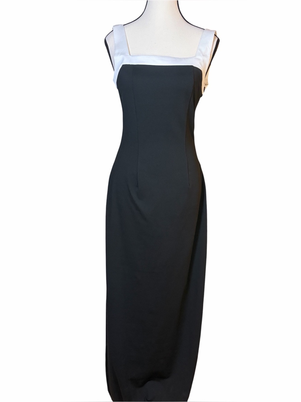 Peppermayo Ebonnie Gown Column Dress Maxi Black Square Neck Women’s Size 4